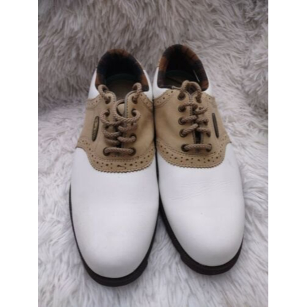 FootJoy SoftJoys Terrains Women's Size 7 Golf Shoes White w Brown Cleats - Picture 3 of 8